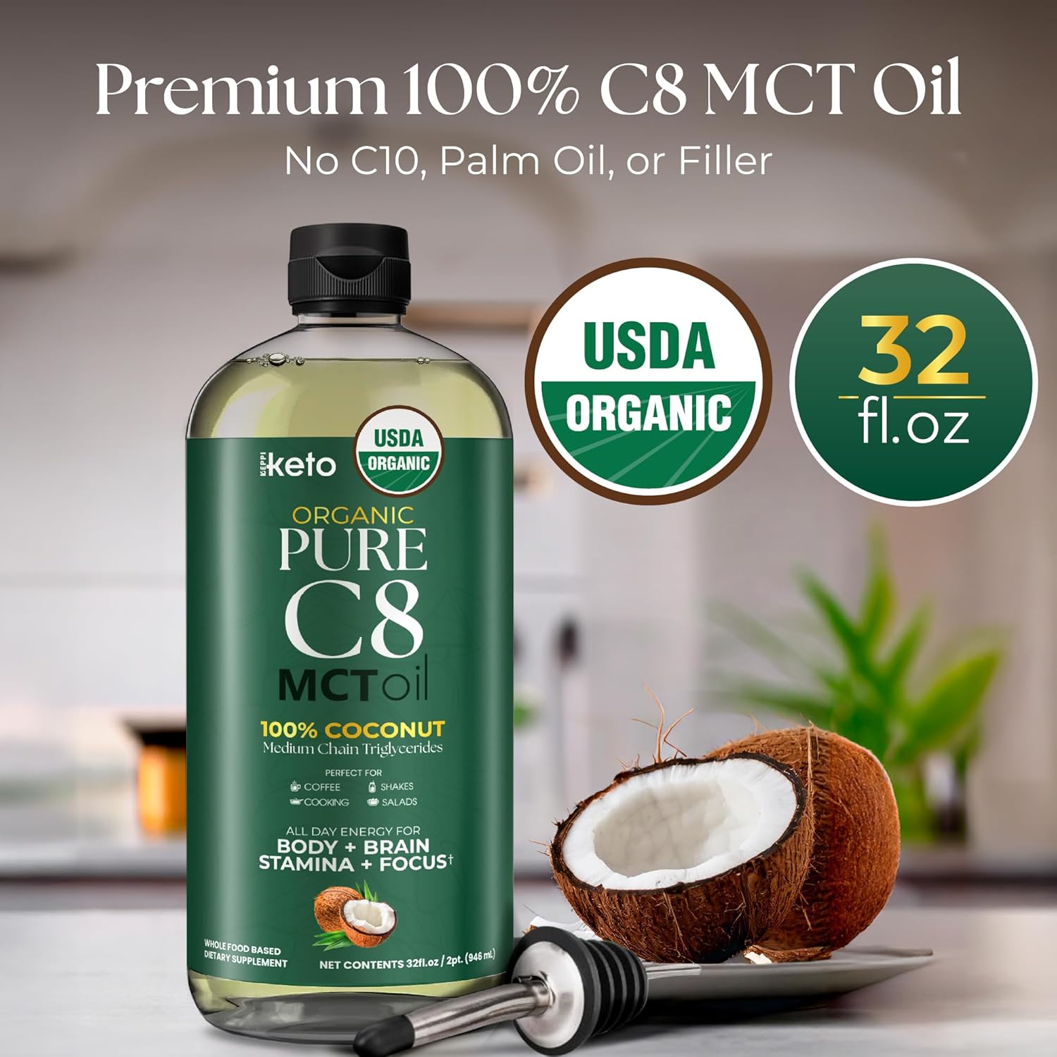 Keppi Keto MCT Oil – Organic MCT Oil for Keto Coffee & Energy | 946 ML - Image 3