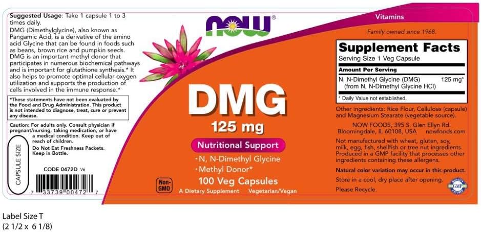 Now Foods DMG 125mg | Cellular Energy & Immune Support |100 Caps - Image 2