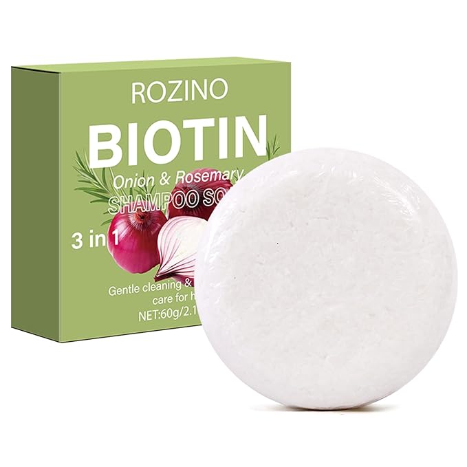 3PACK Hair Shampoo Bar - Biotin Onion Rosemary for Hair Growth 3 in1 Solid Shampoo & Conditioner - Moisturizing for Dry Hair, Frizzy Hair - Gentle Cleansing for Smooth Shiny Hair (WHITE)