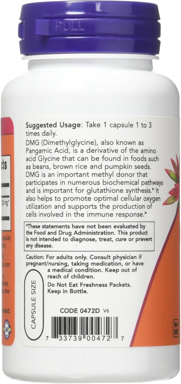 Now Foods DMG 125mg | Cellular Energy & Immune Support |100 Caps - Image 3