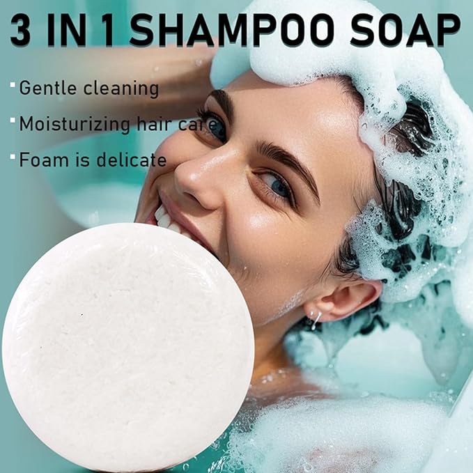 3PACK Hair Shampoo Bar - Biotin Onion Rosemary for Hair Growth 3 in1 Solid Shampoo & Conditioner - Moisturizing for Dry Hair, Frizzy Hair - Gentle Cleansing for Smooth Shiny Hair (WHITE) - Image 2