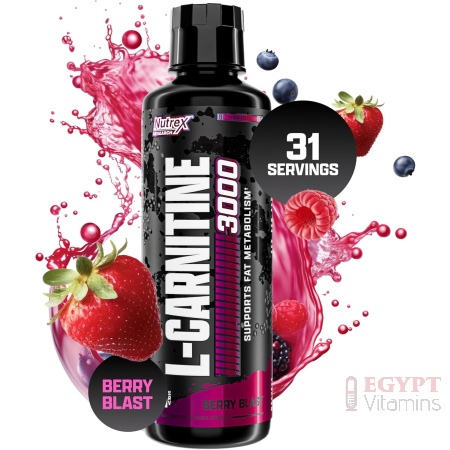 Nutrex Research L-Carnitine 3000 (31 Servings, Berry Blast) | Liquid Shots, Stimulant Free | Supports Muscle Recovery For Men and Women