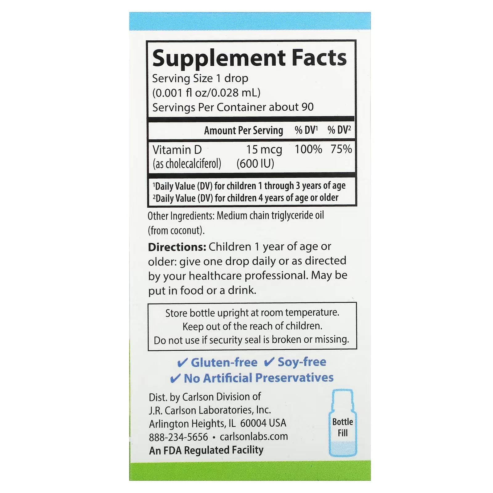 Carlson Super Daily D3 + K2 – Liquid Vitamin D3 with K2 MK-7 Drops | Heart & Bone (2.54 ml) - Image 2