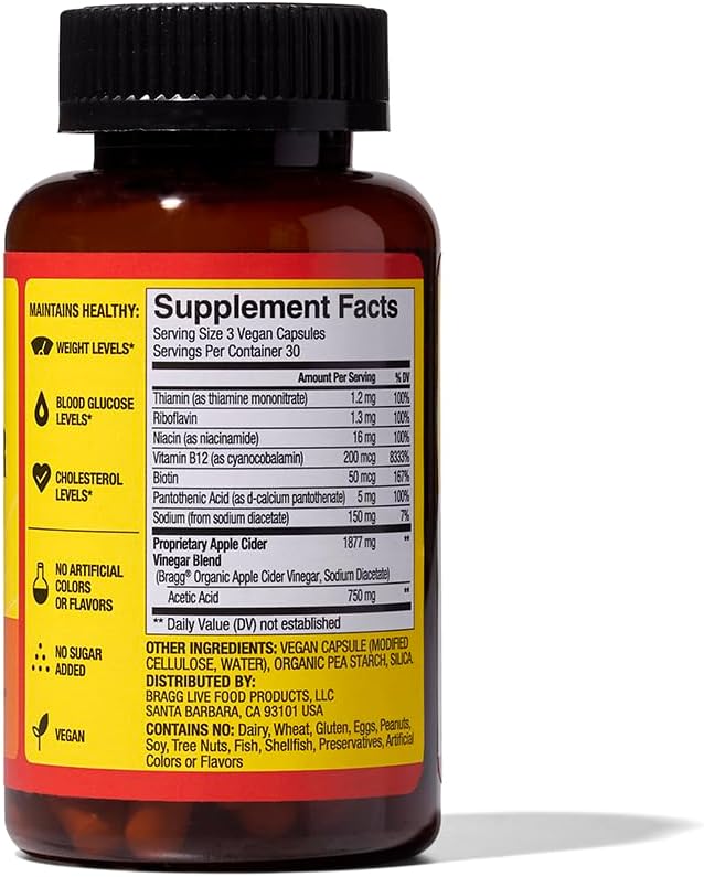 Bragg Apple Cider Vinegar Energy Capsules | ACV + B6 Metabolic Support | 90 Capsules - Image 6