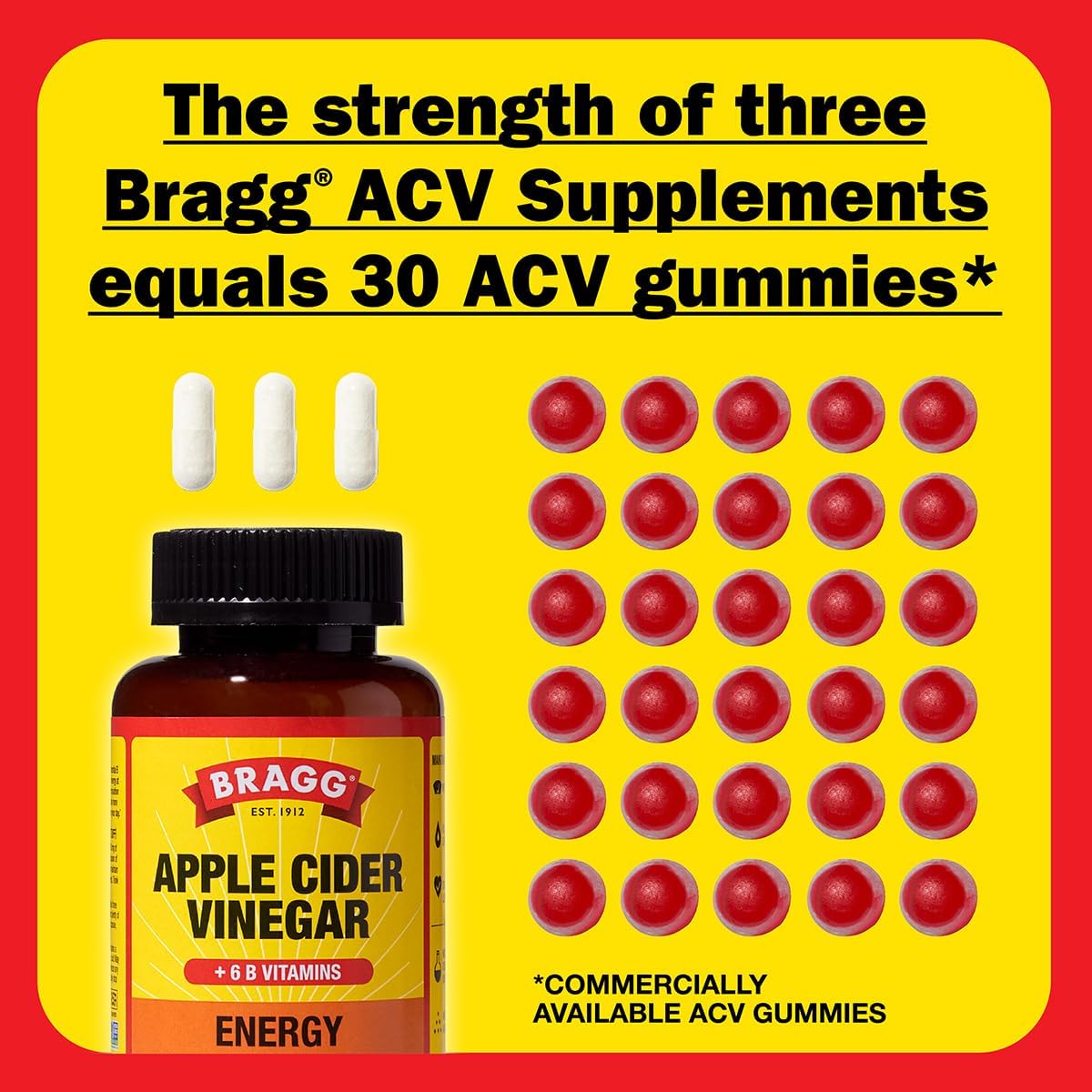 Bragg Apple Cider Vinegar Energy Capsules | ACV + B6 Metabolic Support | 90 Capsules - Image 3