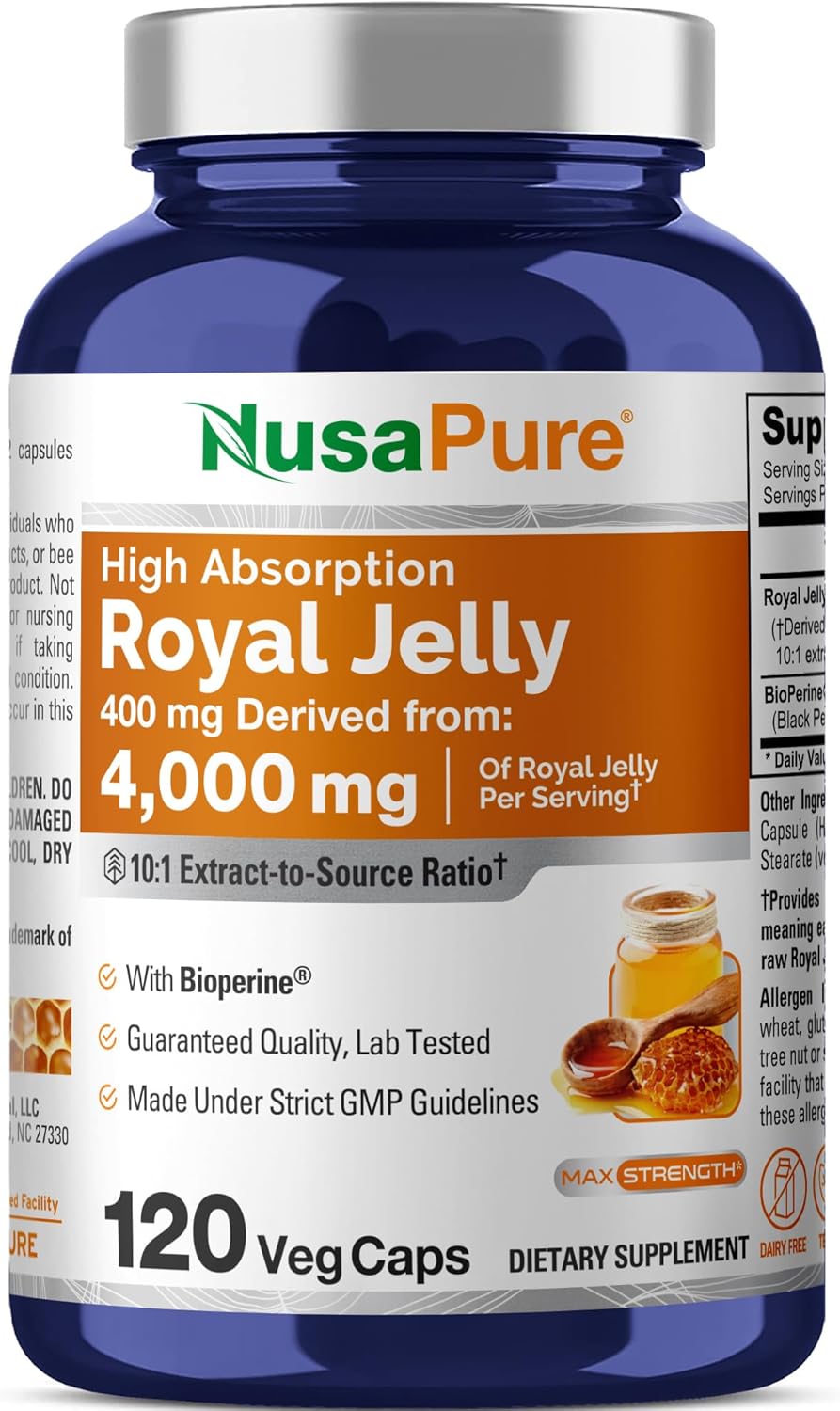 NusaPure Royal Jelly 400 mg Equivalent to 4000mg | 120 Capsules