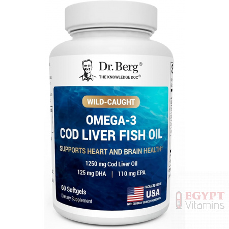 Dr. Berg Cod Liver Oil | Wild Caught Omega-3 & Vitamin A+D | 60 Softgels