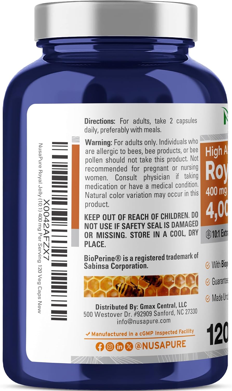 NusaPure Royal Jelly 4000mg Review | With Bioperine for Energy | 120 Capsules - Image 3