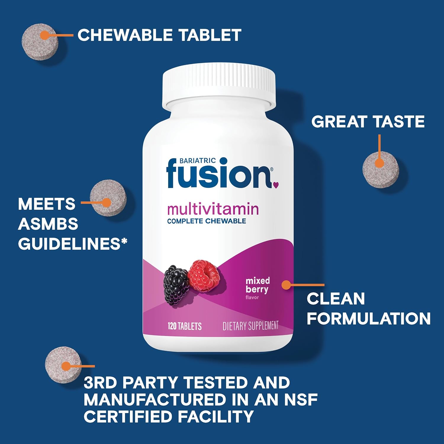Bariatric Fusion Complete Chewable Multivitamin | Post-Surgery Support | 120 Chewable Tablets - Image 3