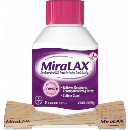 MiraLAX Laxative Powder, Gentle Constipation Relief for Adults, Stool Softener with PEG 3350, Nonstimulant Laxative, No Harsh Side Effects, Includes Stirrer, 14 Dose