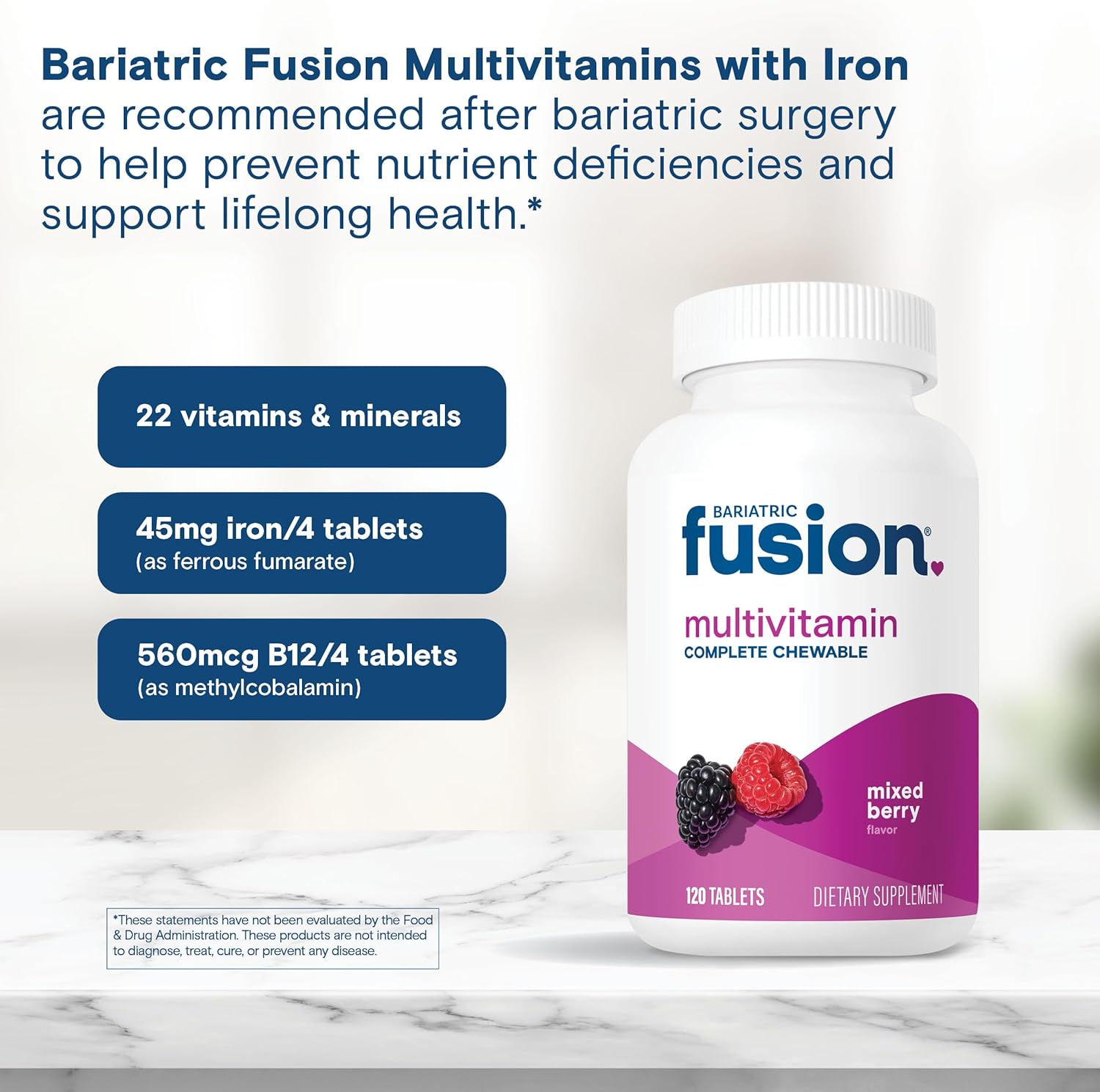 Bariatric Fusion Complete Chewable Multivitamin | Post-Surgery Support | 120 Chewable Tablets - Image 5