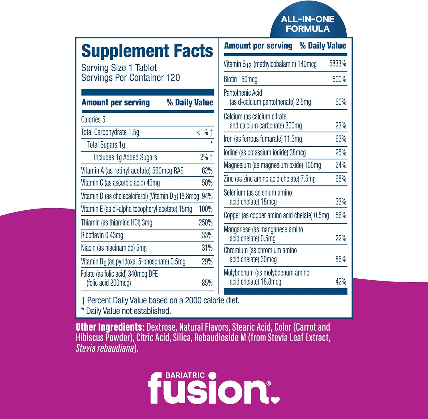 Bariatric Fusion Complete Chewable Multivitamin | Post-Surgery Support | 120 Chewable Tablets - Image 2