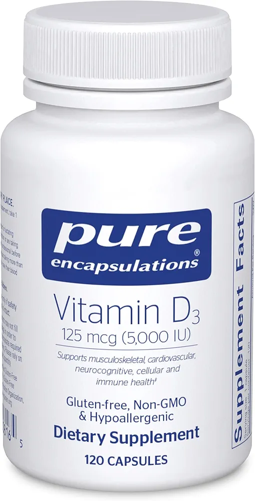 Pure Encapsulations Vitamin D3 125 mcg (5,000 IU) | Bone & Immune Support | 120 Caps