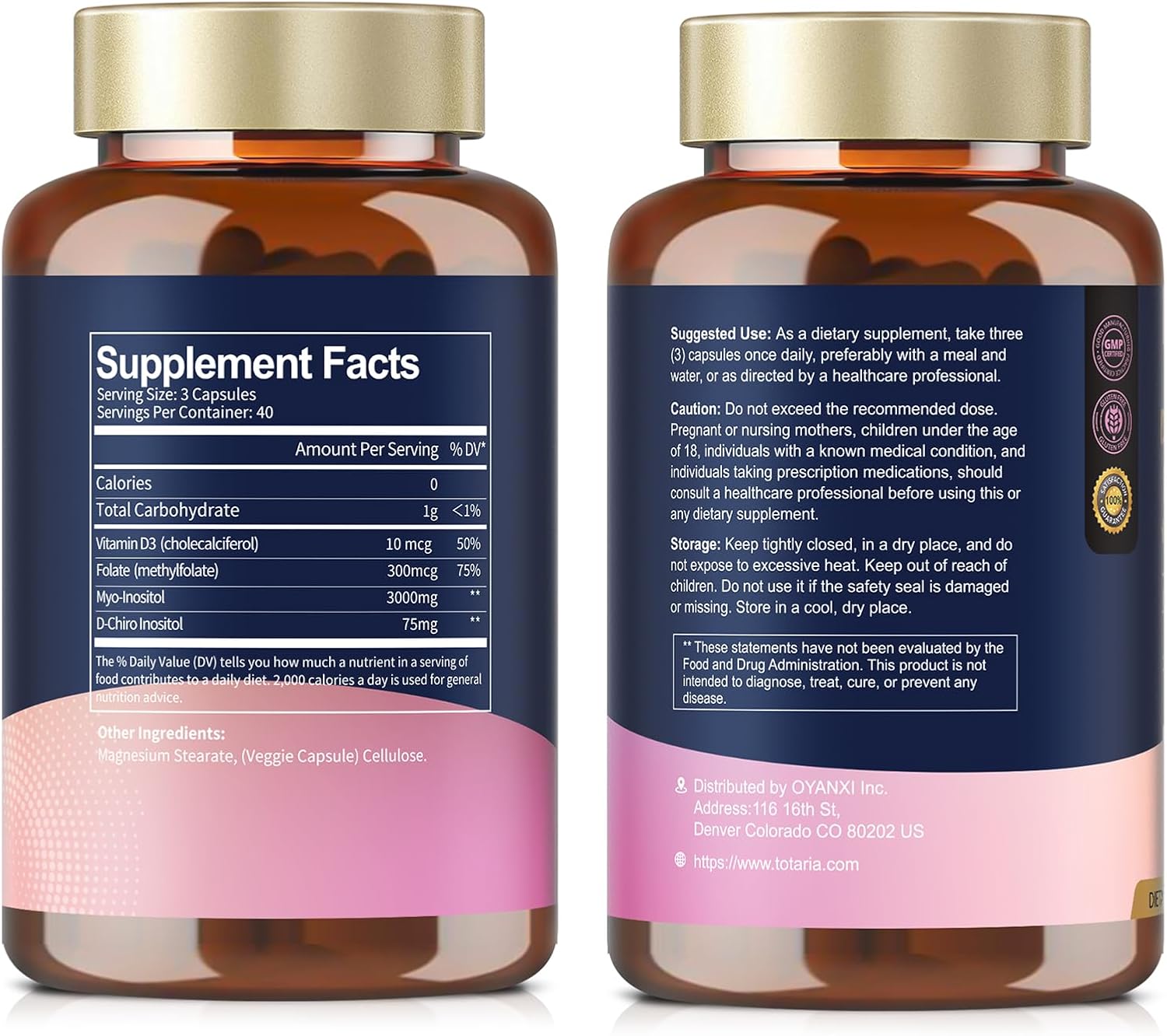 Totaria Myo-Inositol & D-Chiro | PCOS Support 40:1 | 120 Caps - Image 3