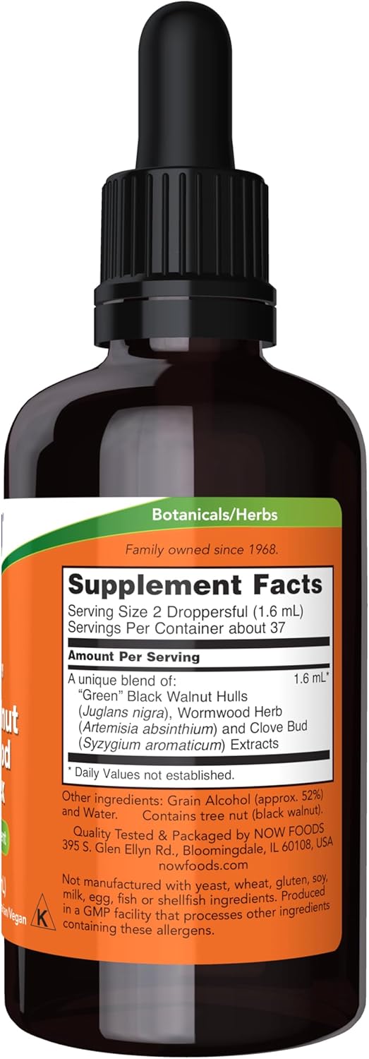 NOW Black Walnut Wormwood Liquid | The Complete Parasite Cleanse | 60 ml - Image 2