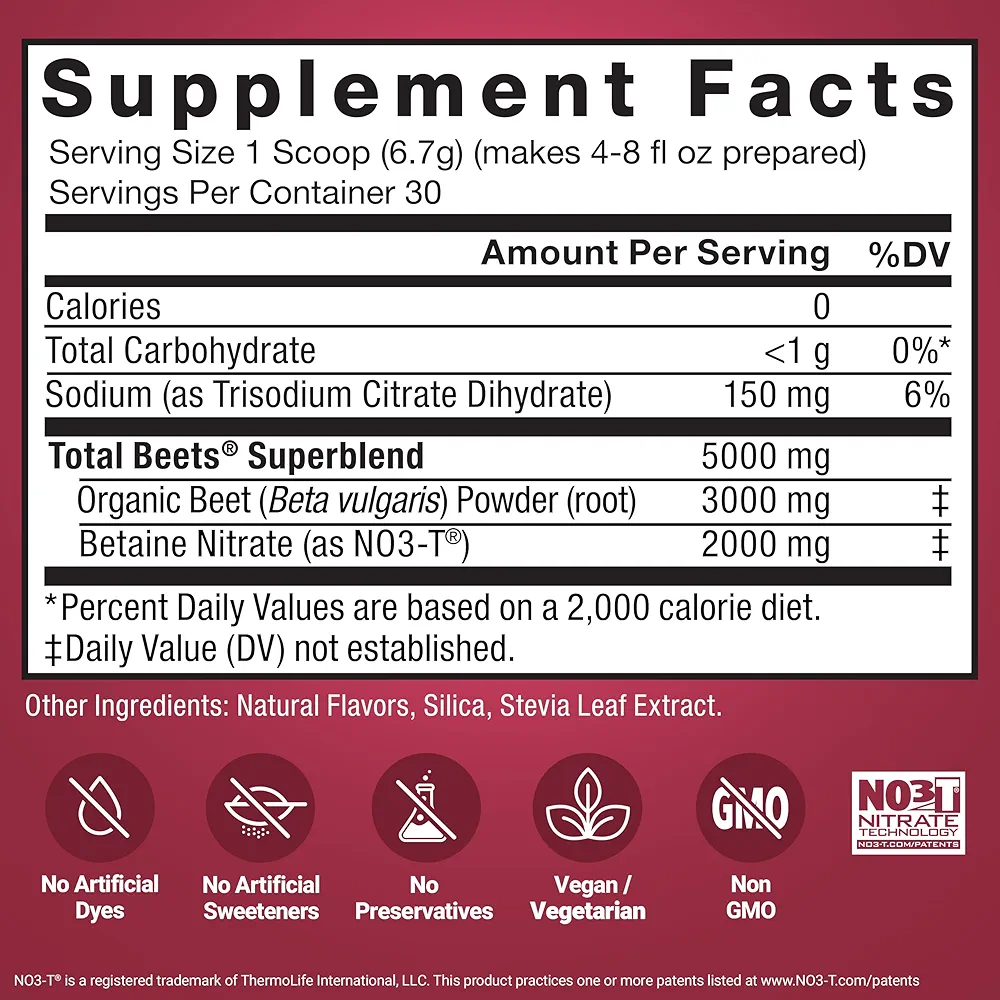 Force Factor Total Beets | NO3-T Nitric Oxide Powder | 30 Servings - Image 5