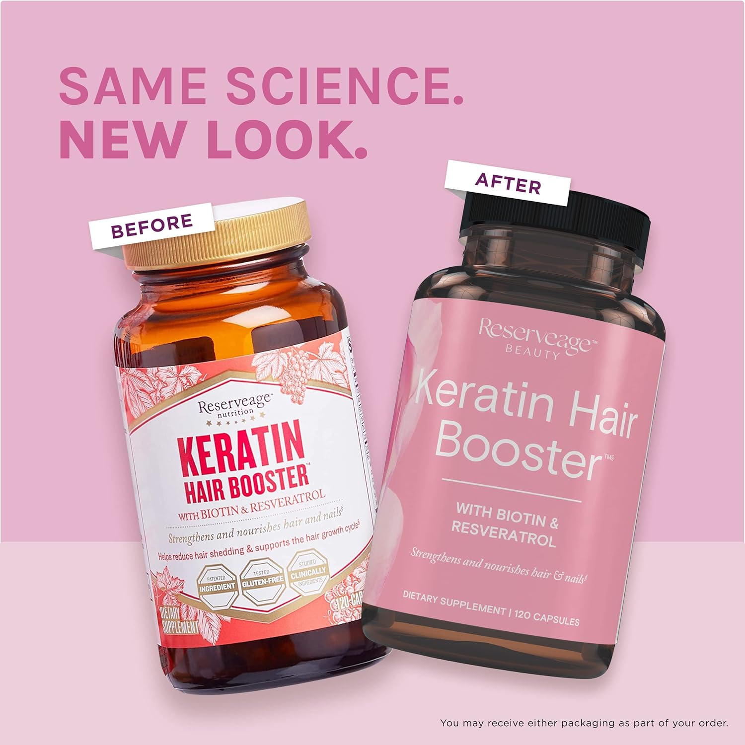 Reserveage Beauty Keratin Hair Booster with Biotin & Resveratrol - Hair & Nail Growth Supplement for Women - Supports Healthy Thickness & Shine with Biotin - 120 Capsules (60 Servings) - Image 4