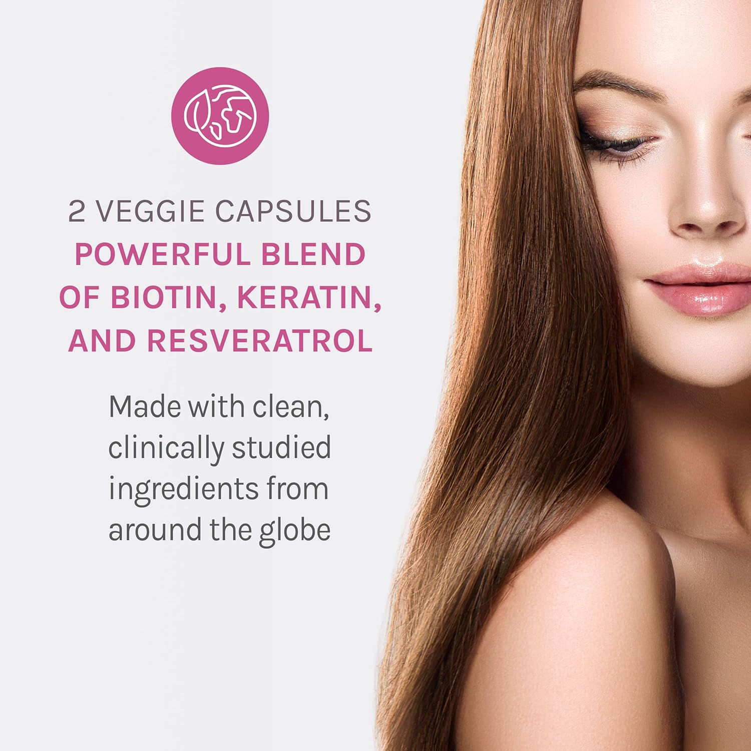 Reserveage Beauty Keratin Hair Booster with Biotin & Resveratrol - Hair & Nail Growth Supplement for Women - Supports Healthy Thickness & Shine with Biotin - 120 Capsules (60 Servings) - Image 5