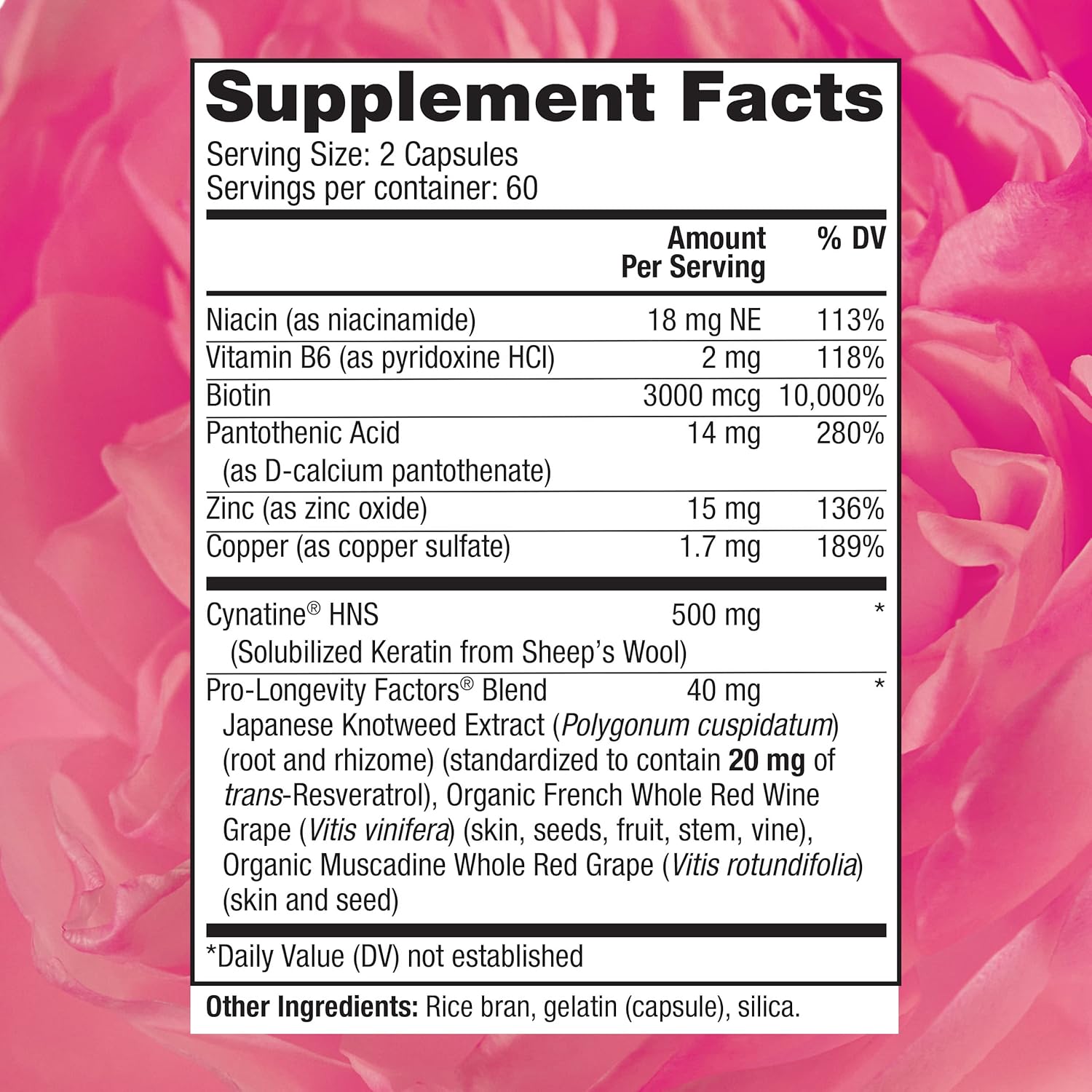 Reserveage Beauty Keratin Hair Booster with Biotin & Resveratrol - Hair & Nail Growth Supplement for Women - Supports Healthy Thickness & Shine with Biotin - 120 Capsules (60 Servings) - Image 2