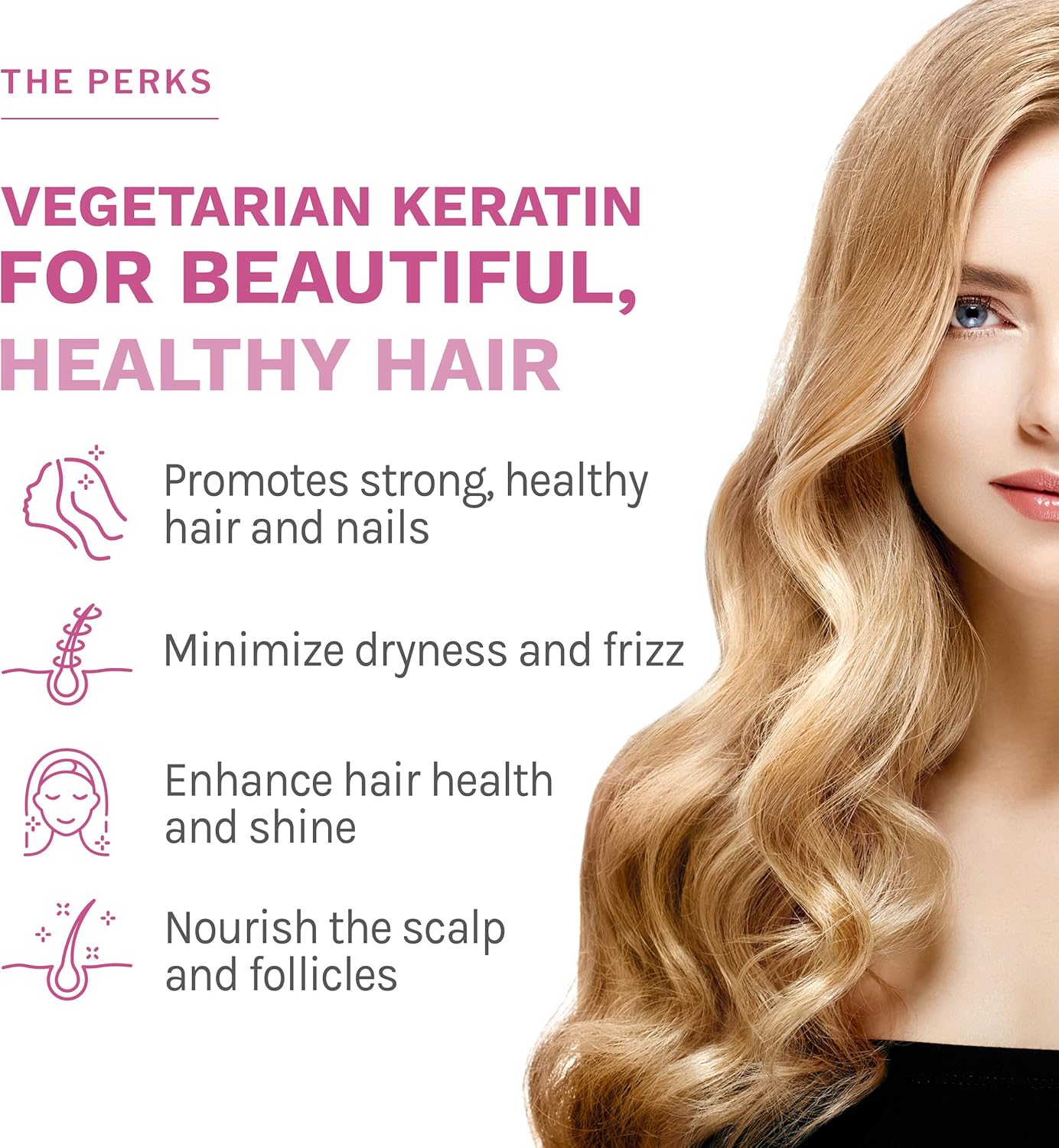 Reserveage Beauty Keratin Hair Booster with Biotin & Resveratrol - Hair & Nail Growth Supplement for Women - Supports Healthy Thickness & Shine with Biotin - 120 Capsules (60 Servings) - Image 3