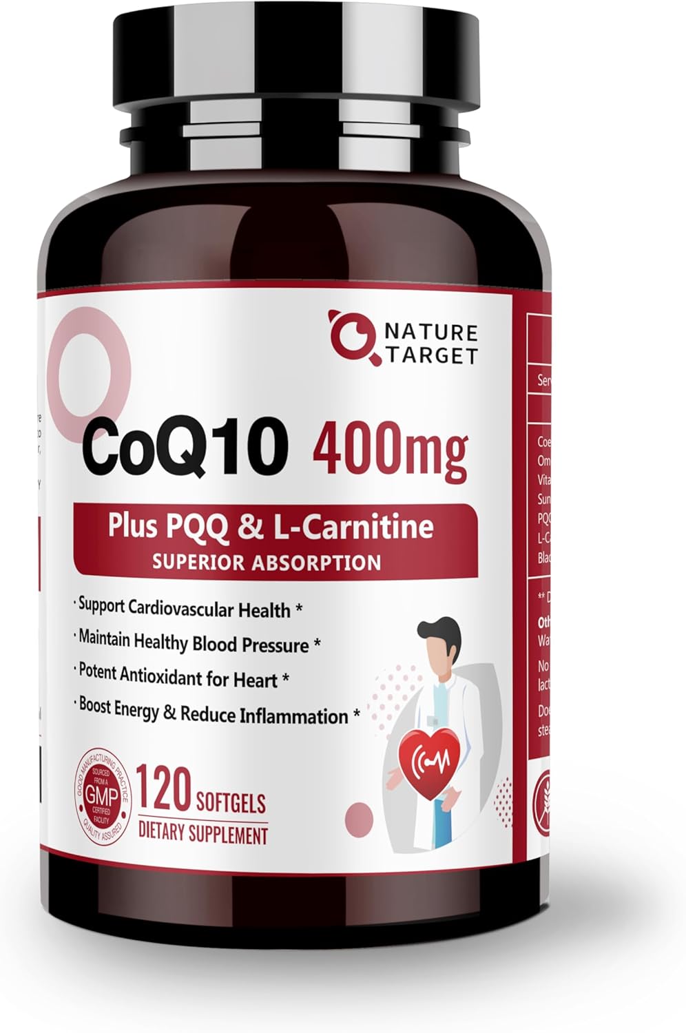 Nature Target CoQ10 400mg Review | PQQ & Omega-3 Heart Complex | 120 Capsules