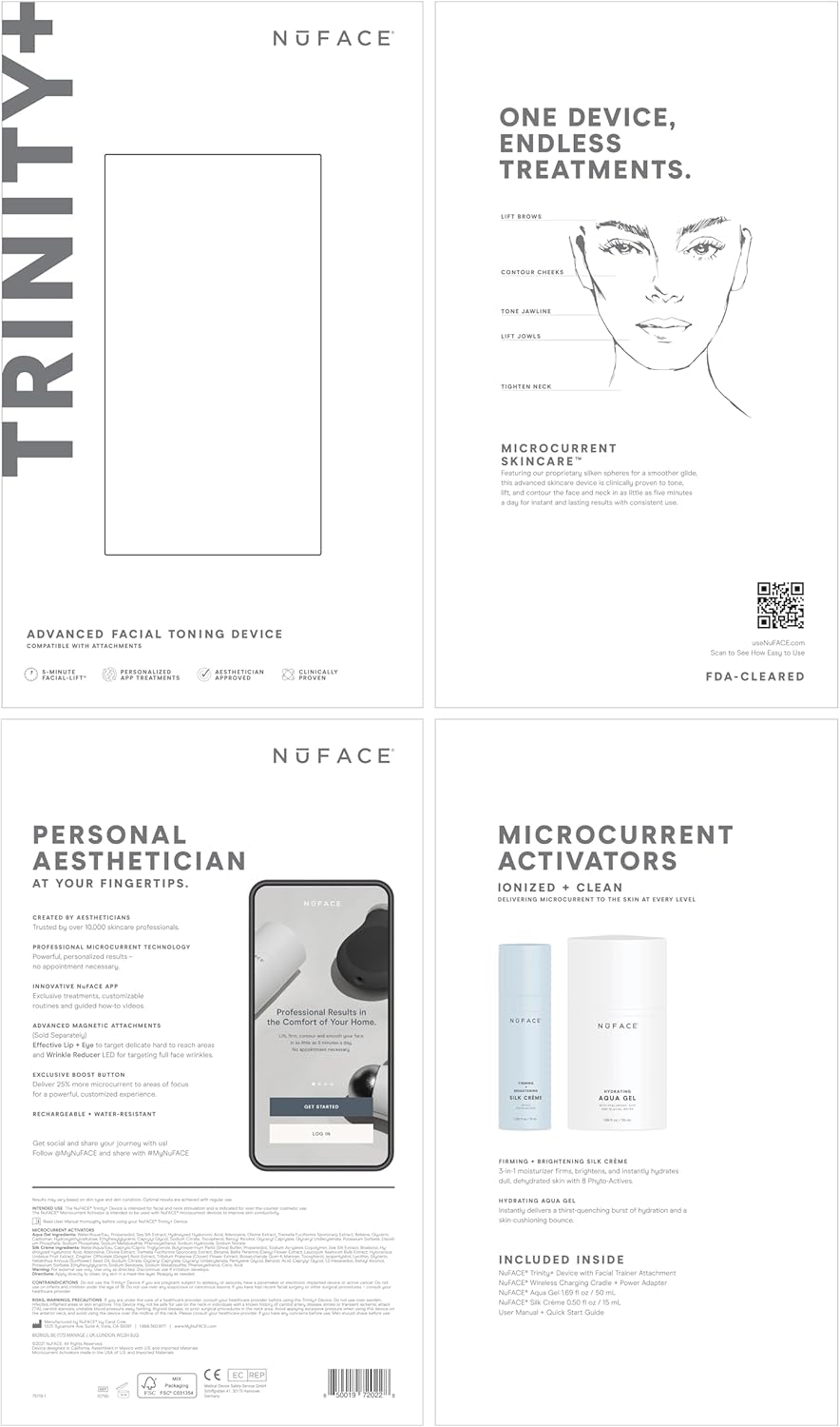 NuFACE Trinity+ Microcurrent Facial Device Kit - FDA Cleared Face Sculpting & Neck Tightening Device to Contour Cheeks & Brows + Microcurrent Gel Activator & Silk Creme - Image 6