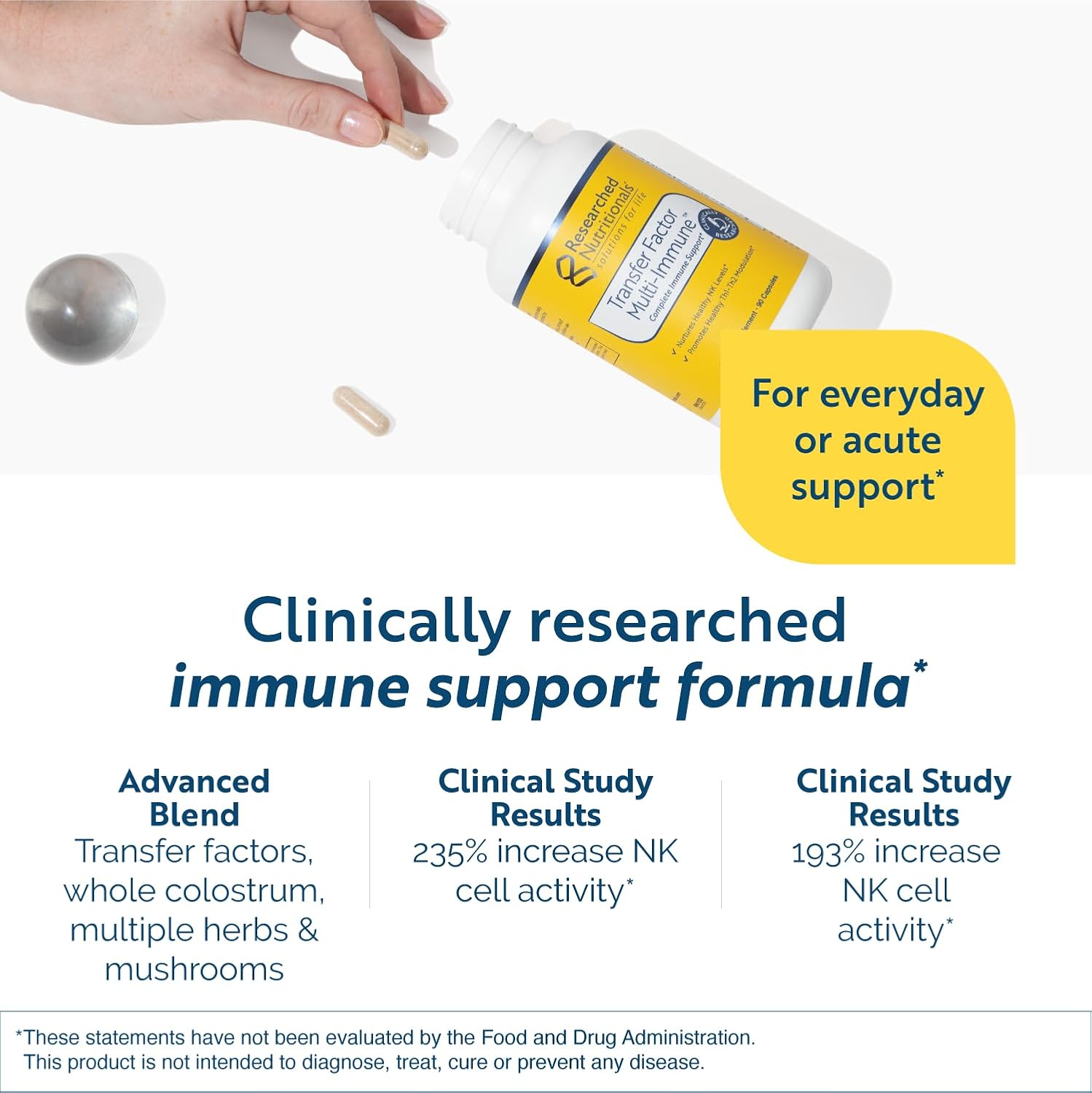 Transfer Factor Multi-Immune Support Supplement - Clinically Researched Immune Support Formula with Colostrum, Mushrooms, Green Tea, and IP-6 - Promotes Healthy NK Cell & T-Cell Function, 90 Capsules - Image 6