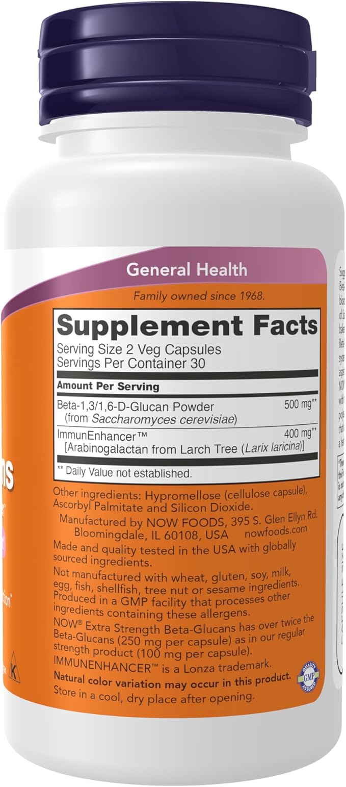 NOW Foods Beta-Glucans - Essential Immune Supplement for Ultimate Defense | 60 Veg Capsules - Image 2