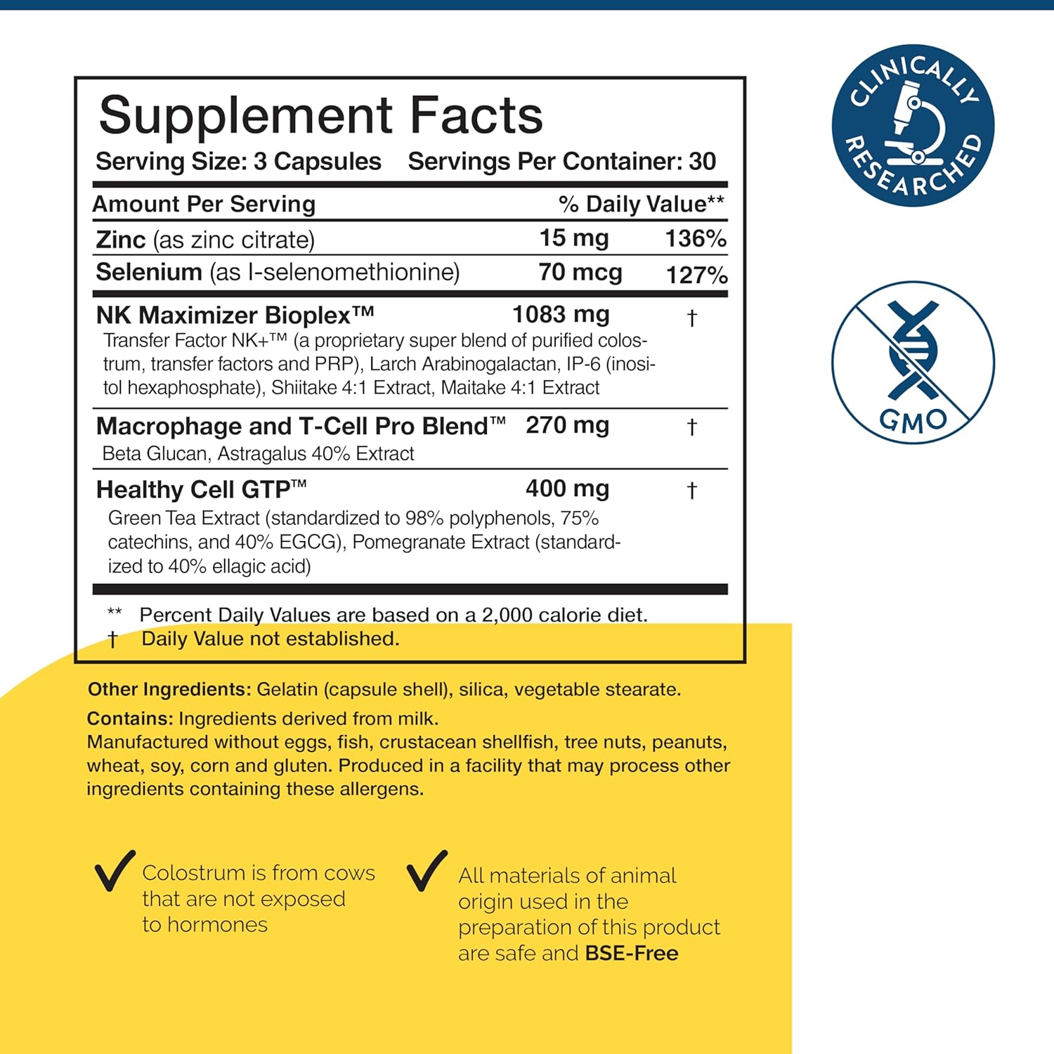Transfer Factor Multi-Immune Support Supplement - Clinically Researched Immune Support Formula with Colostrum, Mushrooms, Green Tea, and IP-6 - Promotes Healthy NK Cell & T-Cell Function, 90 Capsules - Image 2