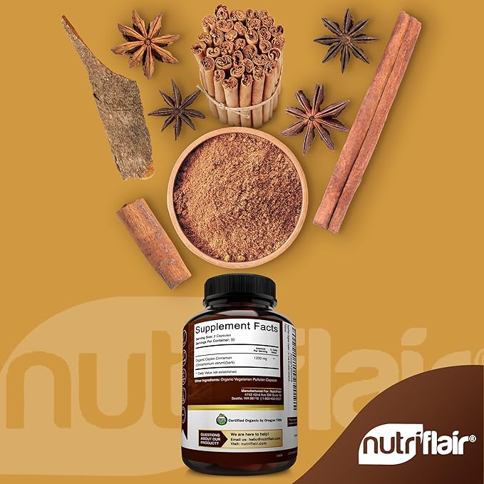 NutriFlair Organic Ceylon Cinnamon Supplement | 180 Capsules - Image 2