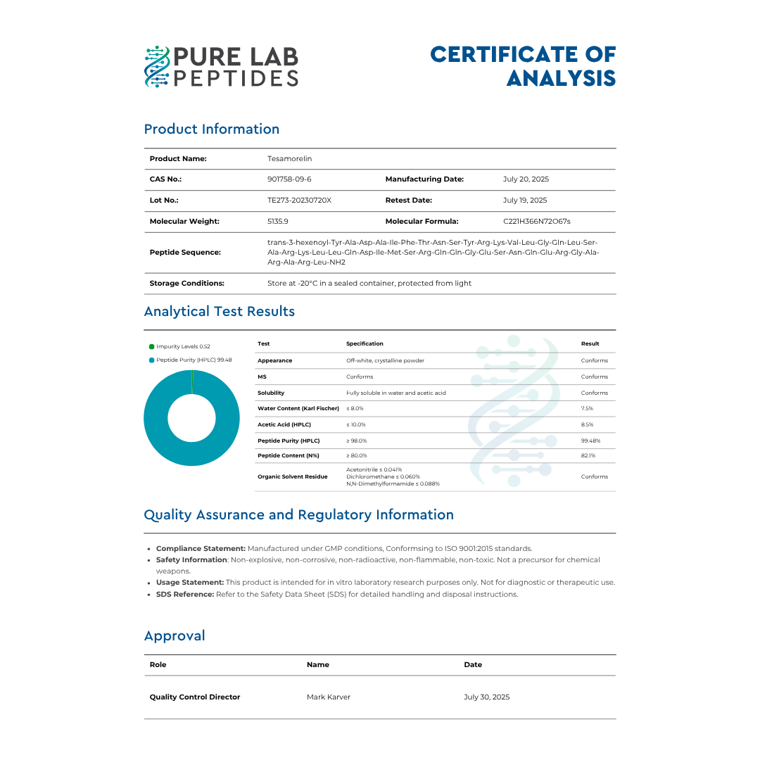 Pure Lab Tesamorelin 20mg | Visceral Fat Targeting Peptide - Image 6