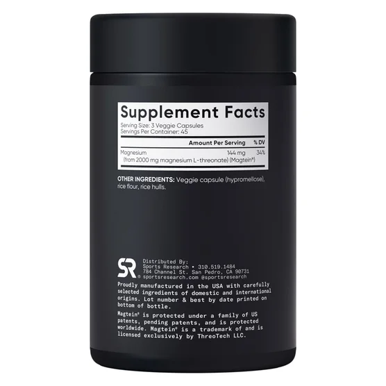 Sports Research Magtein Magnesium L-Threonate, 2000 mg | 135 Capsules - Image 3