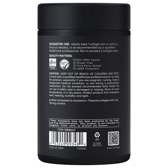 Sports Research L-Theanine Suntheanine 200mg | Stress Relief |150 Softgels - Image 3