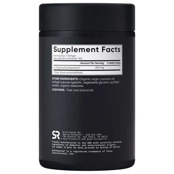 Sports Research L-Theanine Suntheanine 200mg | Stress Relief |150 Softgels - Image 2