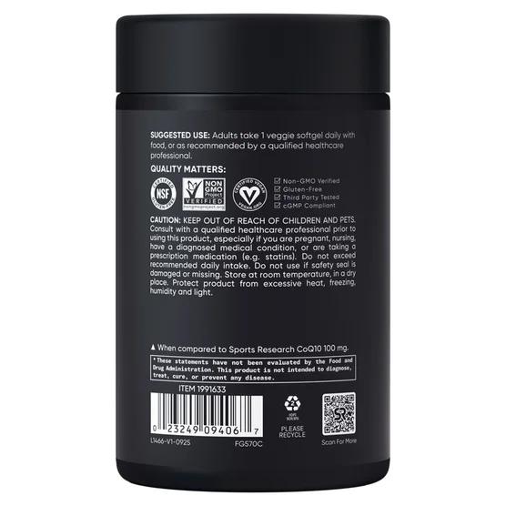 Sports Research CoQ10 200mg |150 Sotgels - Image 3