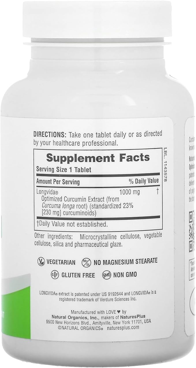 NaturesPlus PRO Longvida Curcumin 1000 mg | 60 Tablets - Image 2
