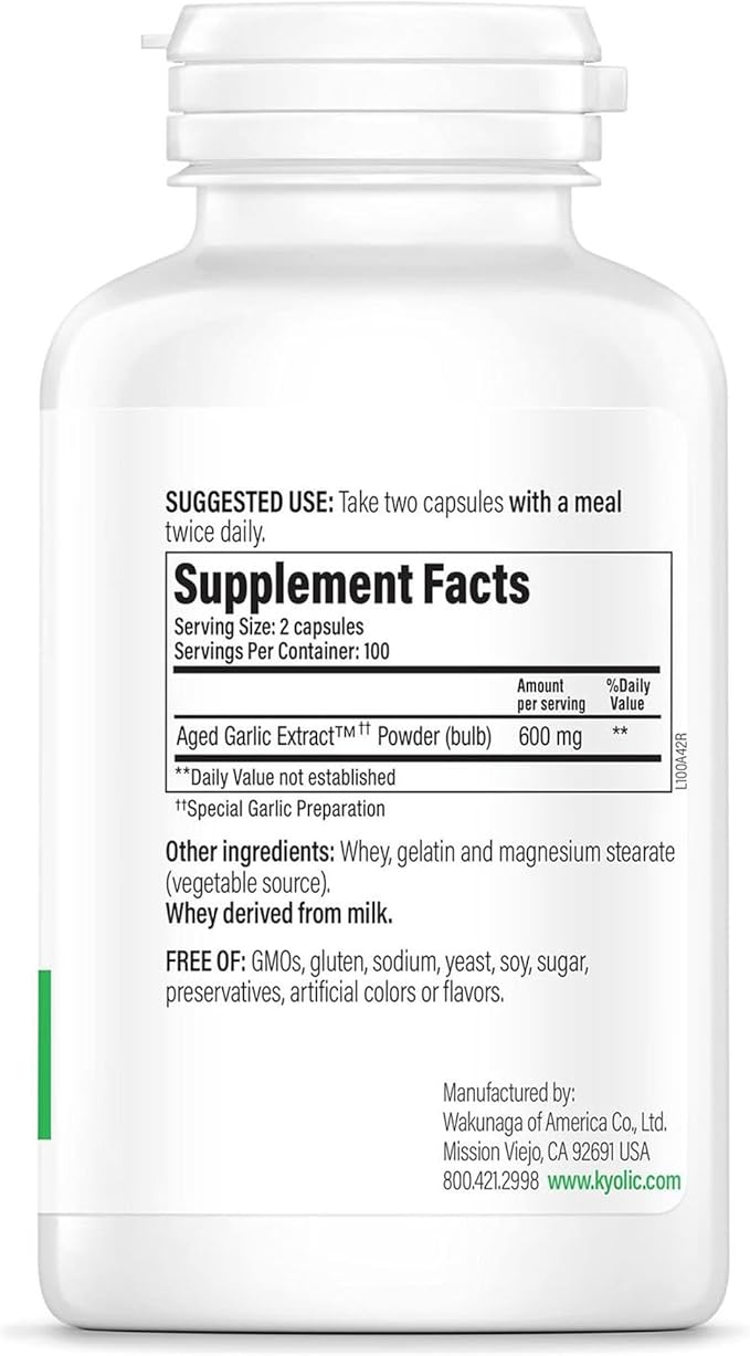 Kyolic Aged Garlic Extract Formula 600mg | Cardiovascular Health | 200 capsules - Image 3