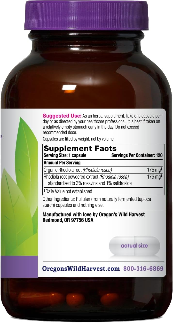 Oregon's Wild Harvest Rhodiola Supplement |120 Capsules - Image 2