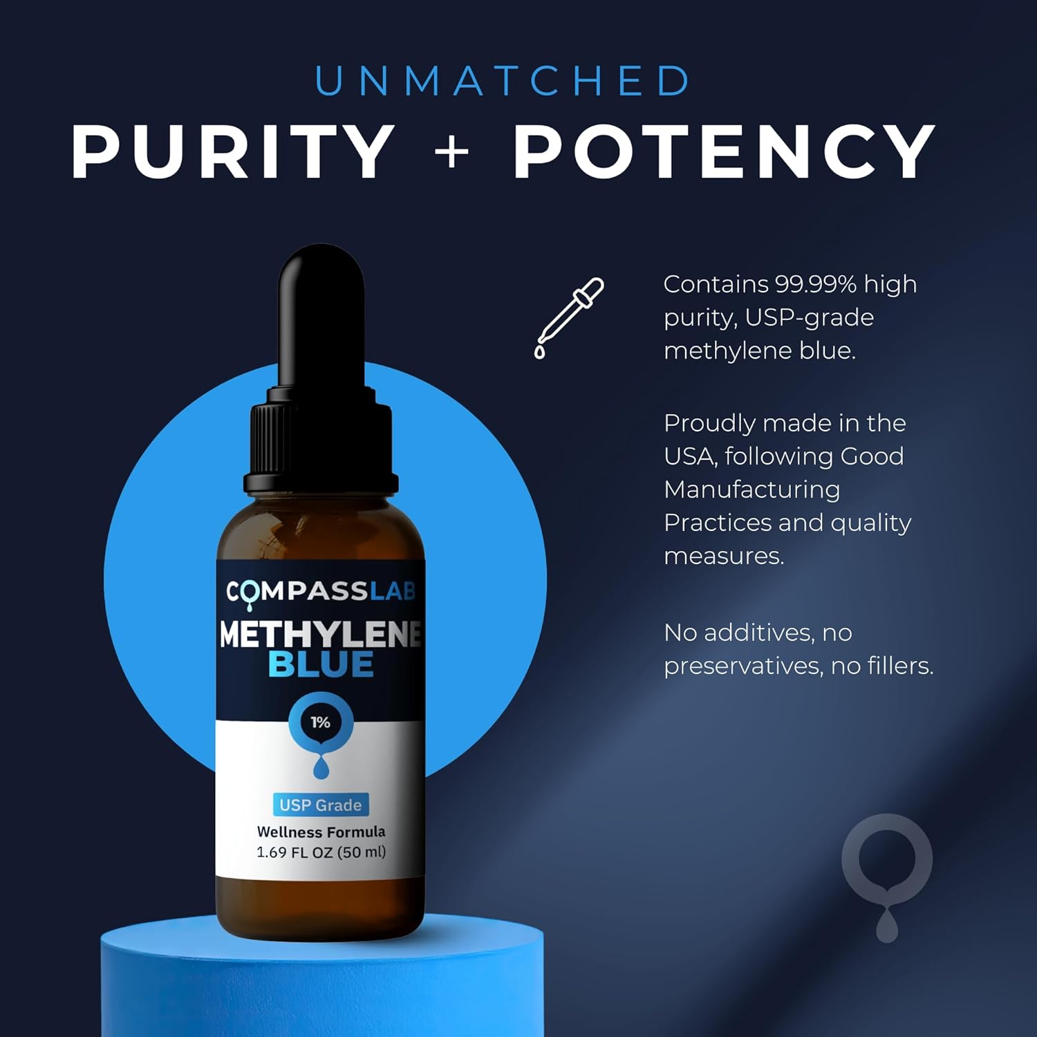 Compass Laboratory Methylene Blue 1% Solution | USP-Grade - Image 2
