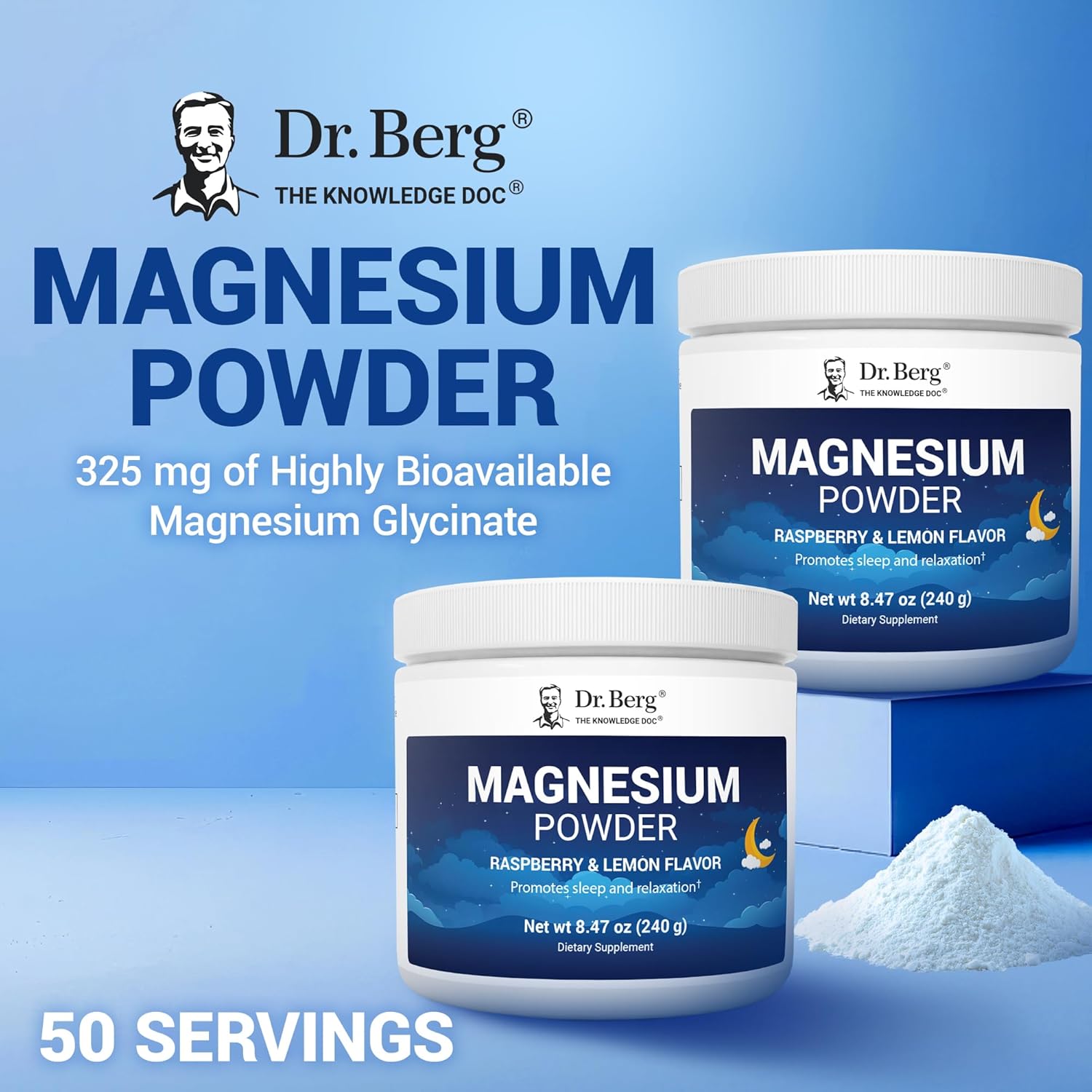 Dr. Berg Magnesium Glycinate Powder | With D3 & Zinc | 50 Servings | Delicious Raspberry & Lemon Flavor - Image 7
