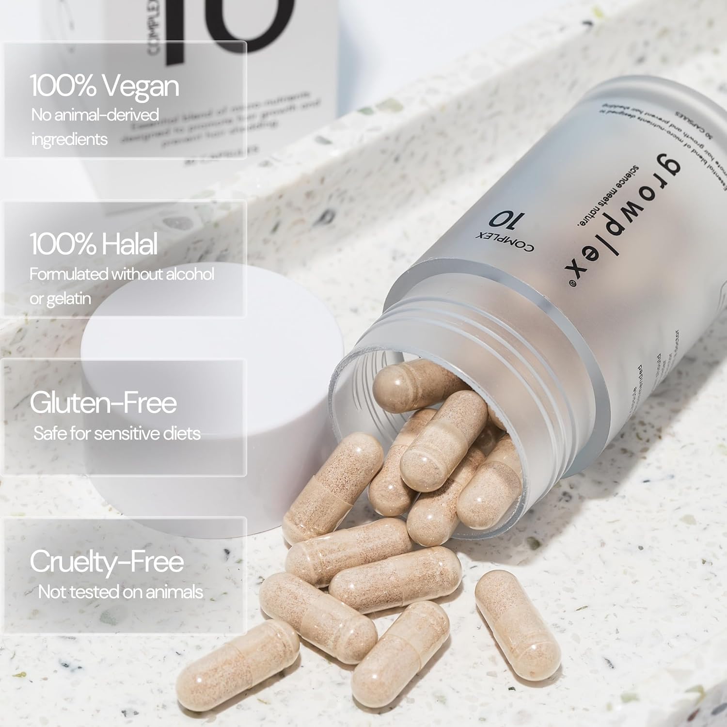 Complex10 Hair Support Supplement | Biotin, Collagen & 10 Nutrients | 30 Capsules for Men & Women - Image 3