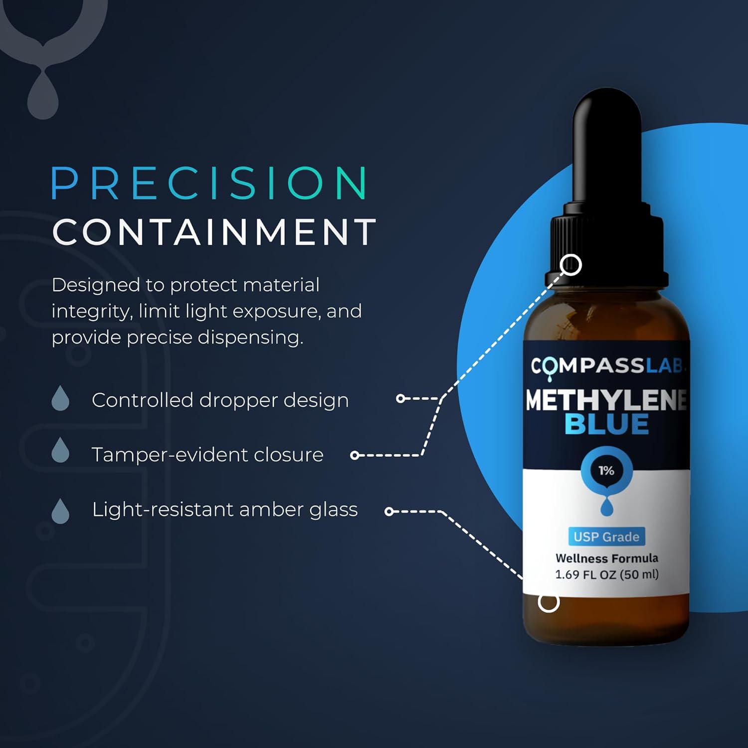 Compass Laboratory Methylene Blue 1% Solution | USP-Grade - Image 6