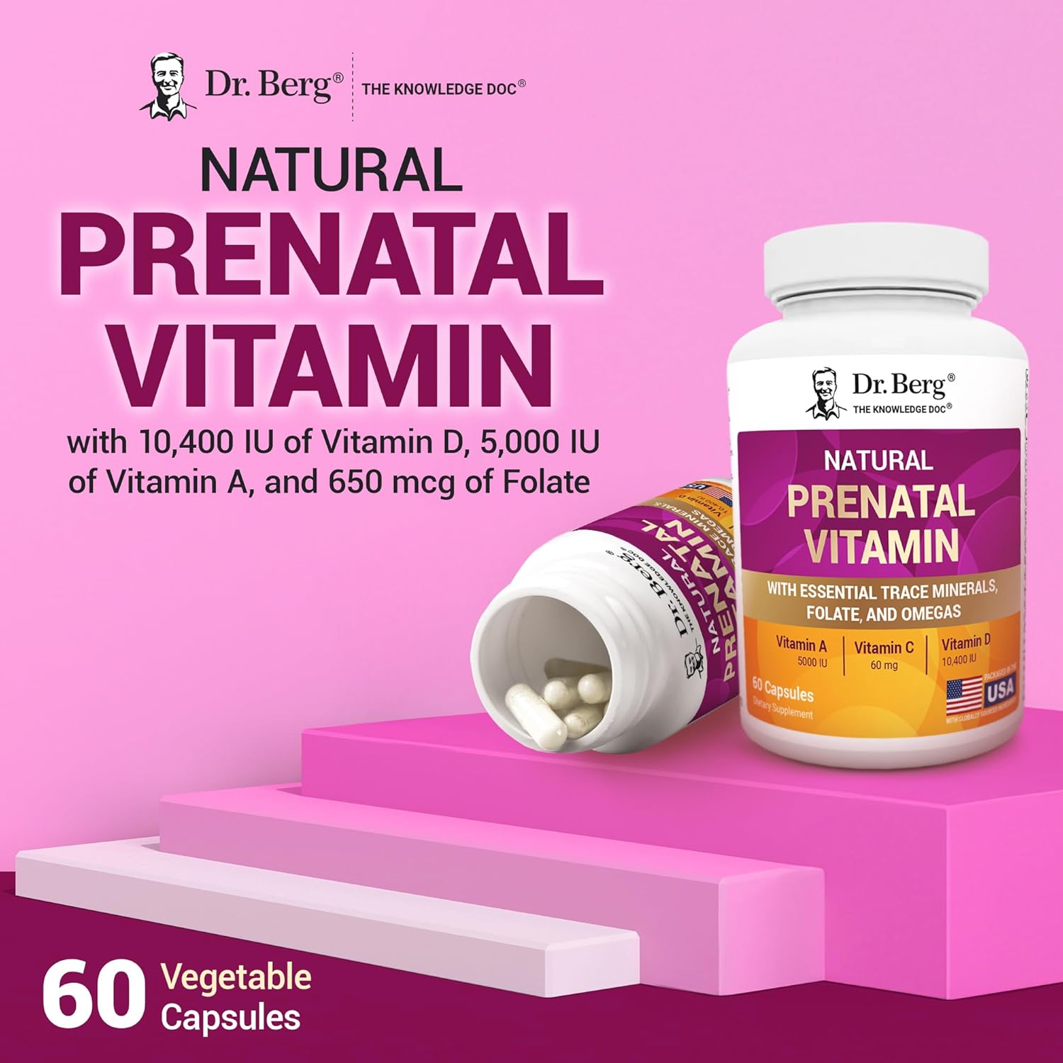 Dr. Berg Natural Prenatal Vitamins | Whole-Food Nutrient Matrix & Folate Support | 60 Capsules - Image 9