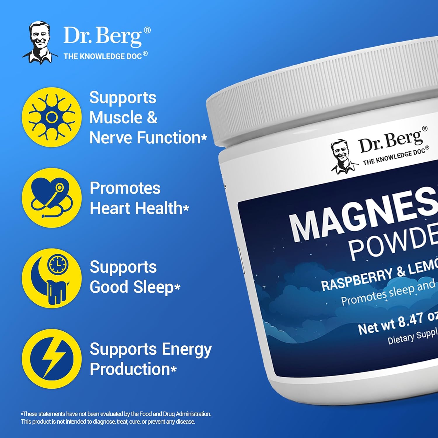Dr. Berg Magnesium Glycinate Powder | With D3 & Zinc | 50 Servings | Delicious Raspberry & Lemon Flavor - Image 8