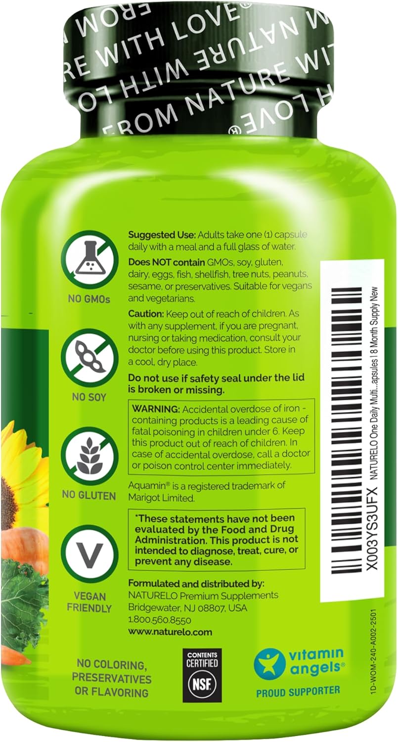 NATURELO One Daily Multivitamin for Women w/Vitamin B12, 240 Capsules - Image 5