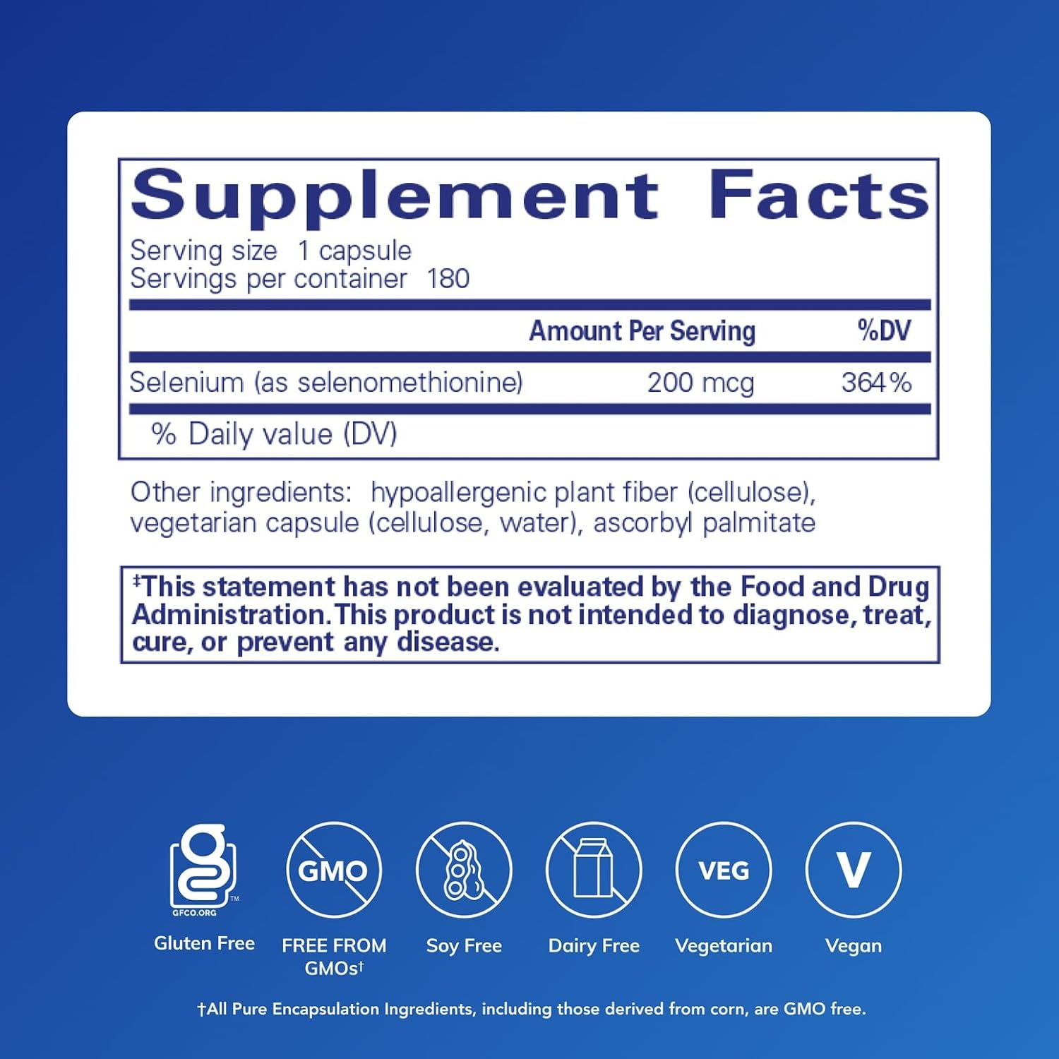 Pure Encapsulations Selenium - 200 mcg | 180 Capsules - Image 2