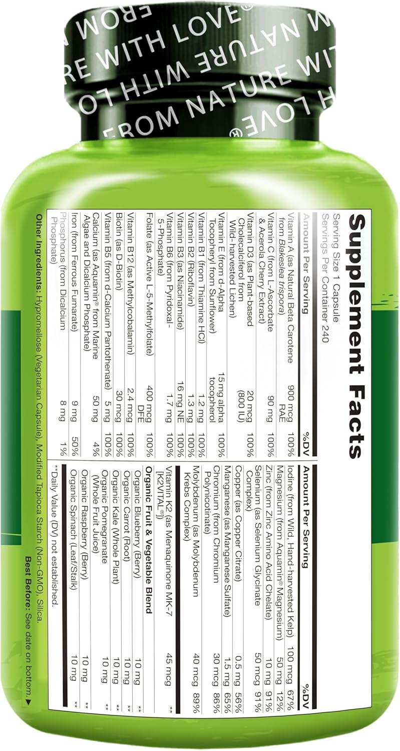 NATURELO One Daily Multivitamin for Women w/Vitamin B12, 240 Capsules - Image 2