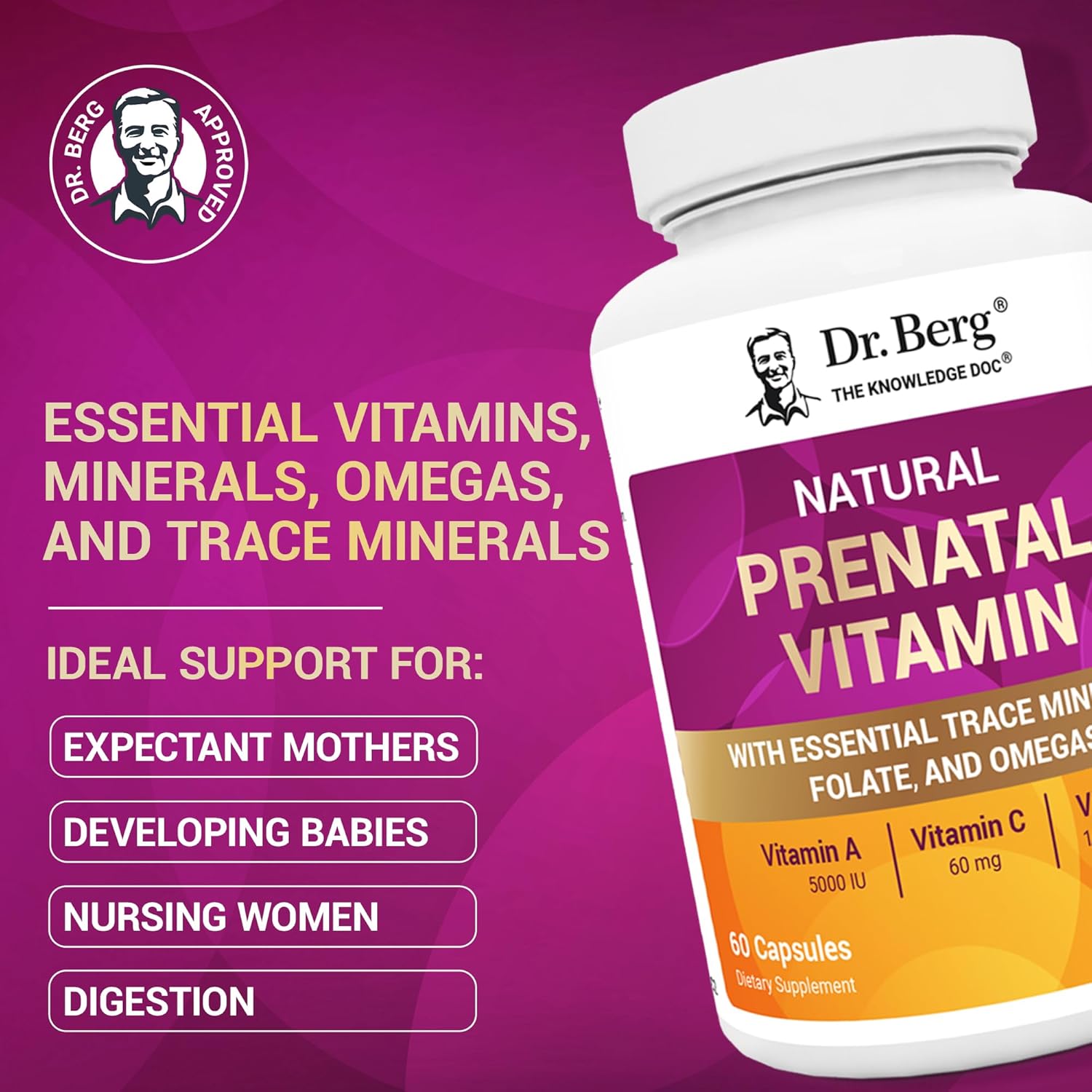 Dr. Berg Natural Prenatal Vitamins | Whole-Food Nutrient Matrix & Folate Support | 60 Capsules - Image 7