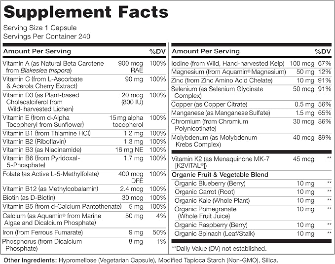 NATURELO One Daily Multivitamin for Women w/Vitamin B12, 240 Capsules - Image 3