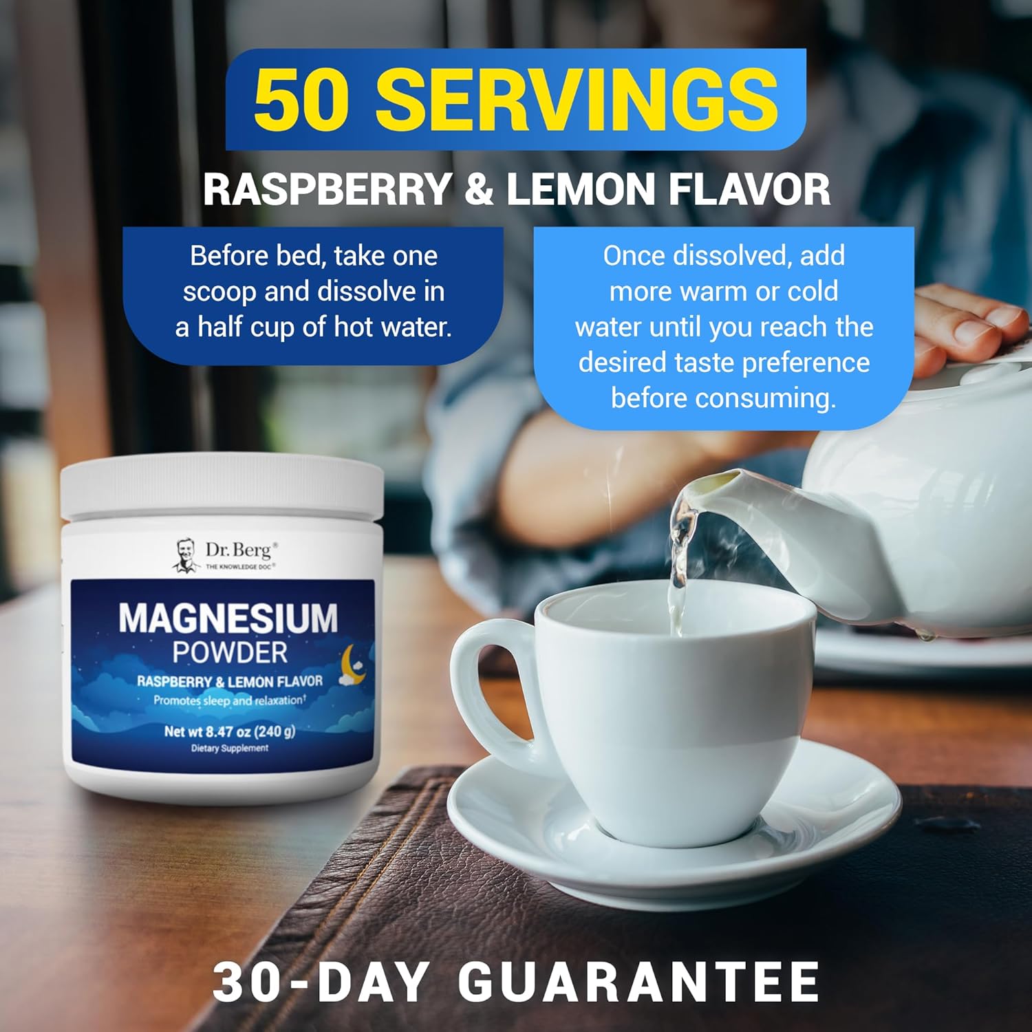 Dr. Berg Magnesium Glycinate Powder | With D3 & Zinc | 50 Servings | Delicious Raspberry & Lemon Flavor - Image 4